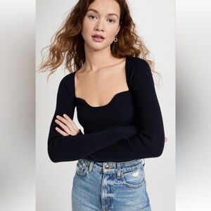 Pistola Denim Taryn Long Sleeve Sweetheart Neck Sweater Navy Size XS